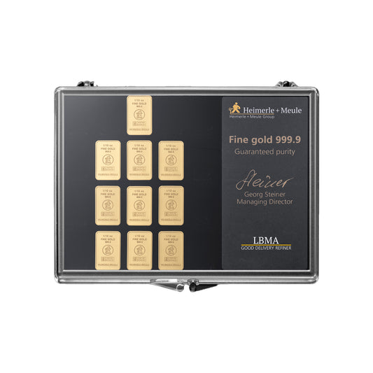 10x1/10 Unze Gold UnityBar Kollektion Heimerle+Meule