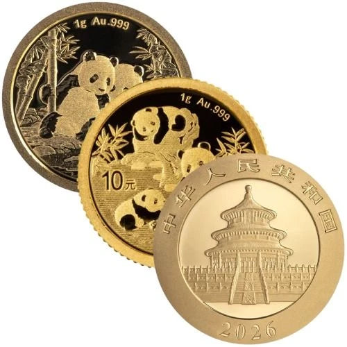 1 Gramm Gold China Panda diverse Jahrgänge