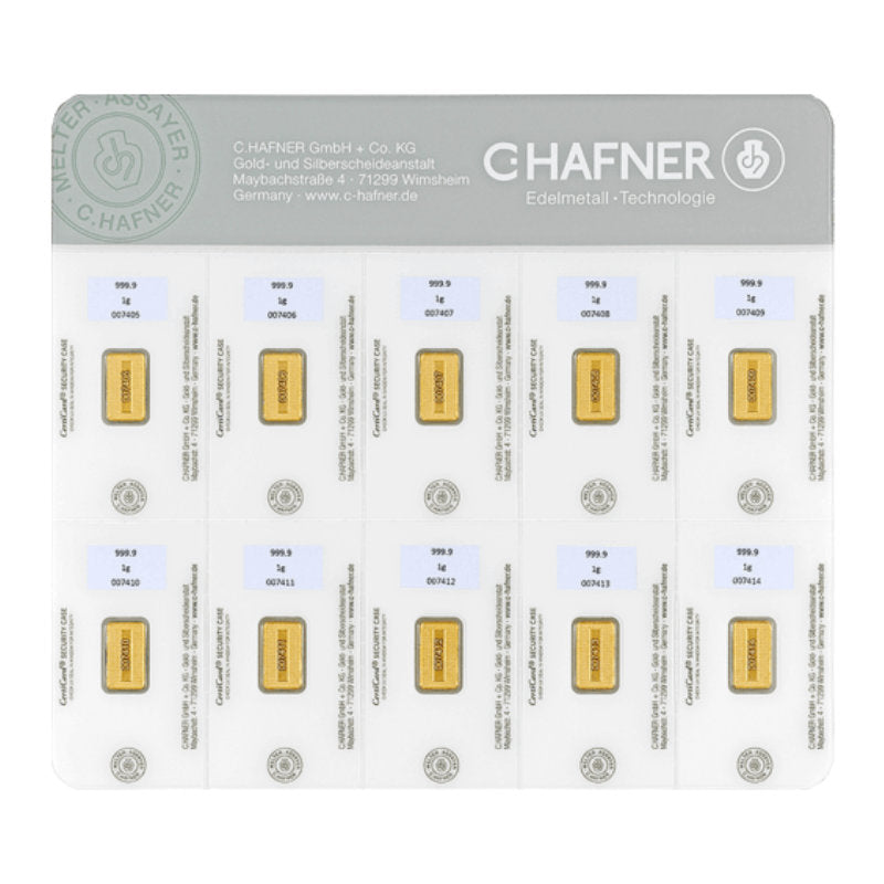 Goldbarren C. Hafner - 10 x 1 Gramm - Smartpack