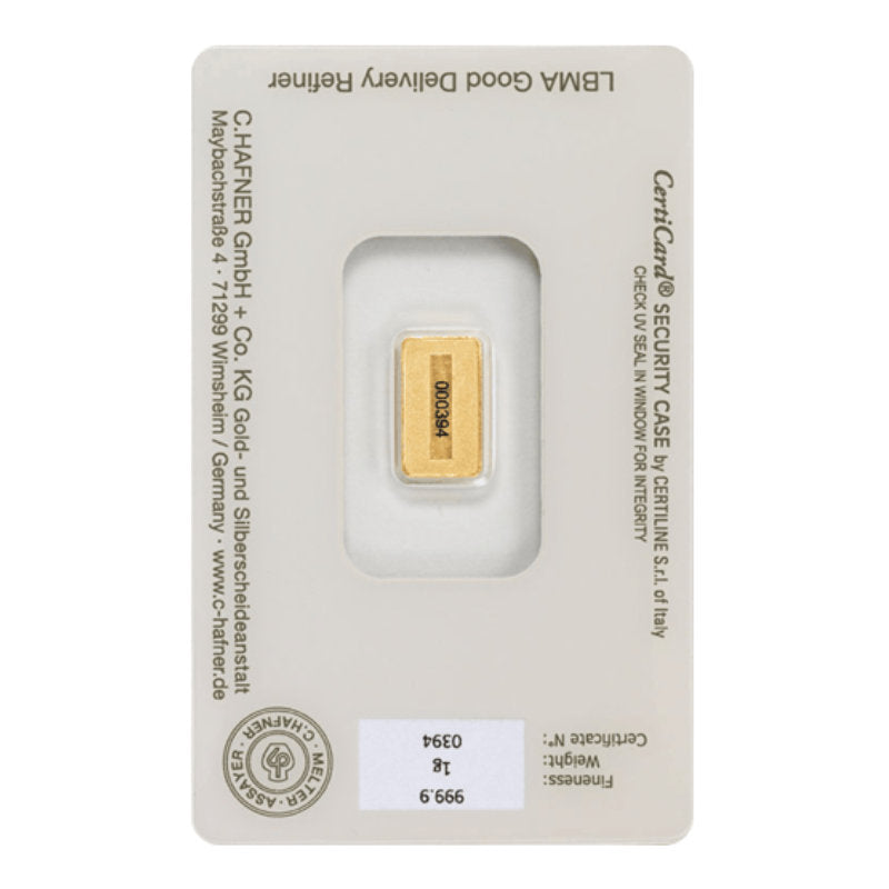 1g Gold Prägebarren C. Hafner