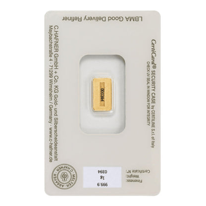 1g Gold Prägebarren C. Hafner