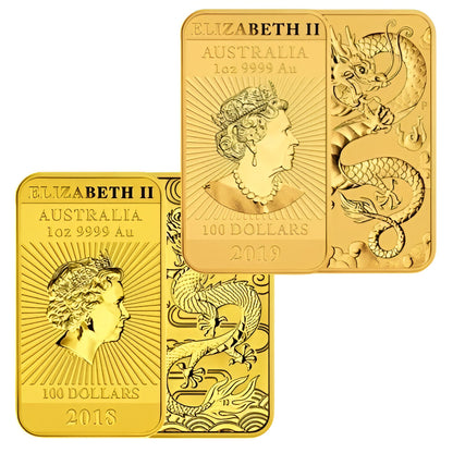 1 Unze Gold Rectangular Dragon diverse Jahrgänge