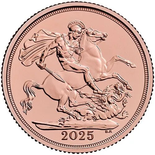 Motivseite 7,32g Gold Full Sovereign 2025, Feingehalt 999,9/1000, Feingold, Royal Mint
