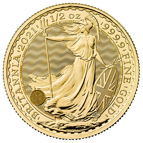 Motivseite 1/2 Unze Gold Britannia diverse Jahrgänge, Feingehalt 999,9/1000, Royal Mint