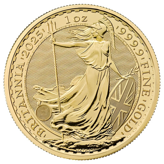 Motivseite 1 Unze Gold Britannia 2025, Feingehalt 999,9/1000, Feingold, Royal Mint