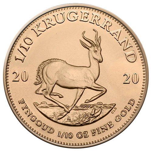 Motivseite 1/10 Unze Gold Krügerrand diverse Jahrgänge, Feingehalt 916,7/1000, South African Mint