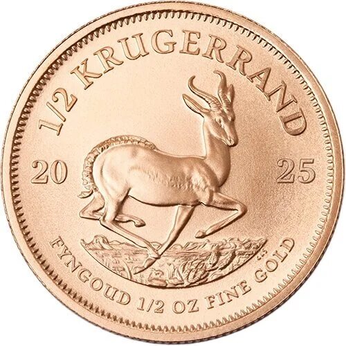 Motivseite 1/2 Unze Gold Krügerrand 2025, Feingehalt 916,7/1000, South African Mint