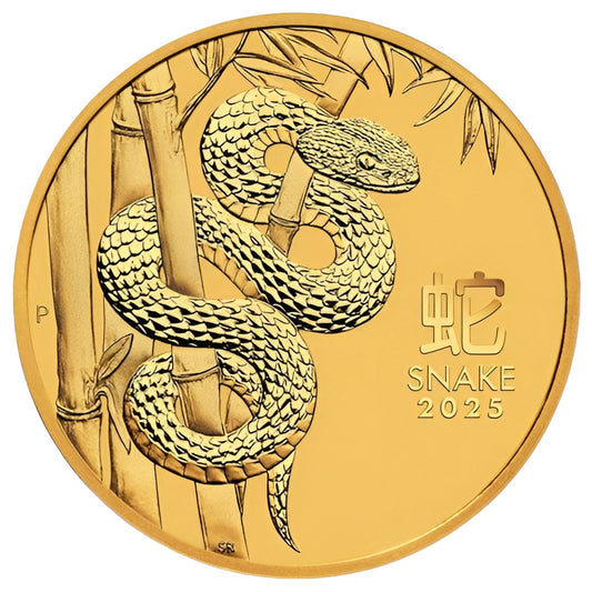 Motivseite 1 Unze Gold Lunar Serie III Schlange 2025, Feingold 999,9/1000, Perth Mint