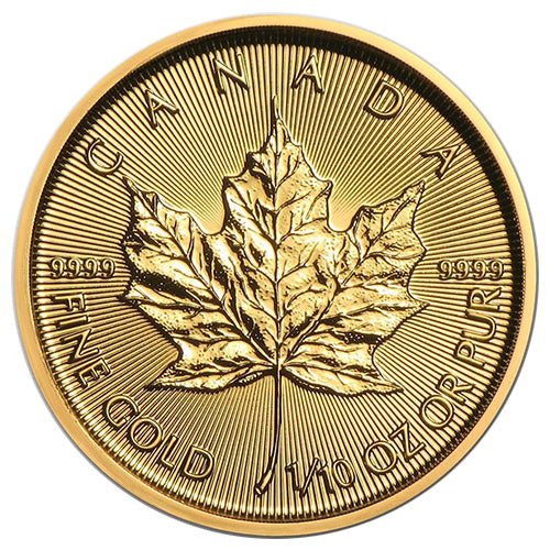 Motivseite 1/10 Unze Gold Maple Leaf diverse Jahrgänge, Feingehalt 999,9/1000, Royal Canadian Mint