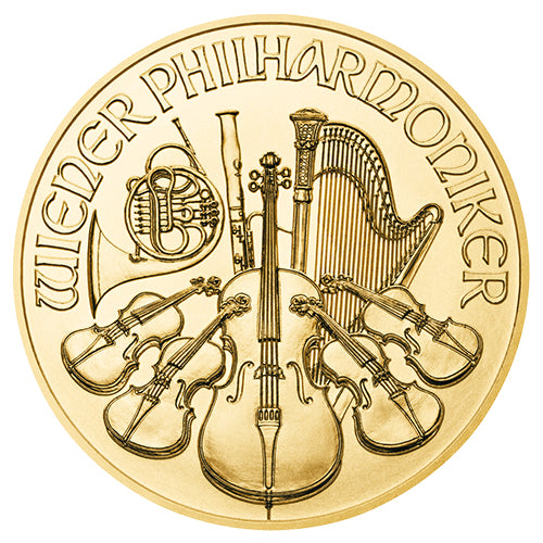 Motivseite 1 Unze Gold Wiener Philharmoniker diverse Jahrgänge, Feingold, Münze Österreich