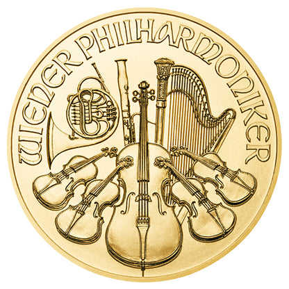 Motivseite 1 Unze Gold Wiener Philharmoniker diverse Jahrgänge, Feingold, Münze Österreich