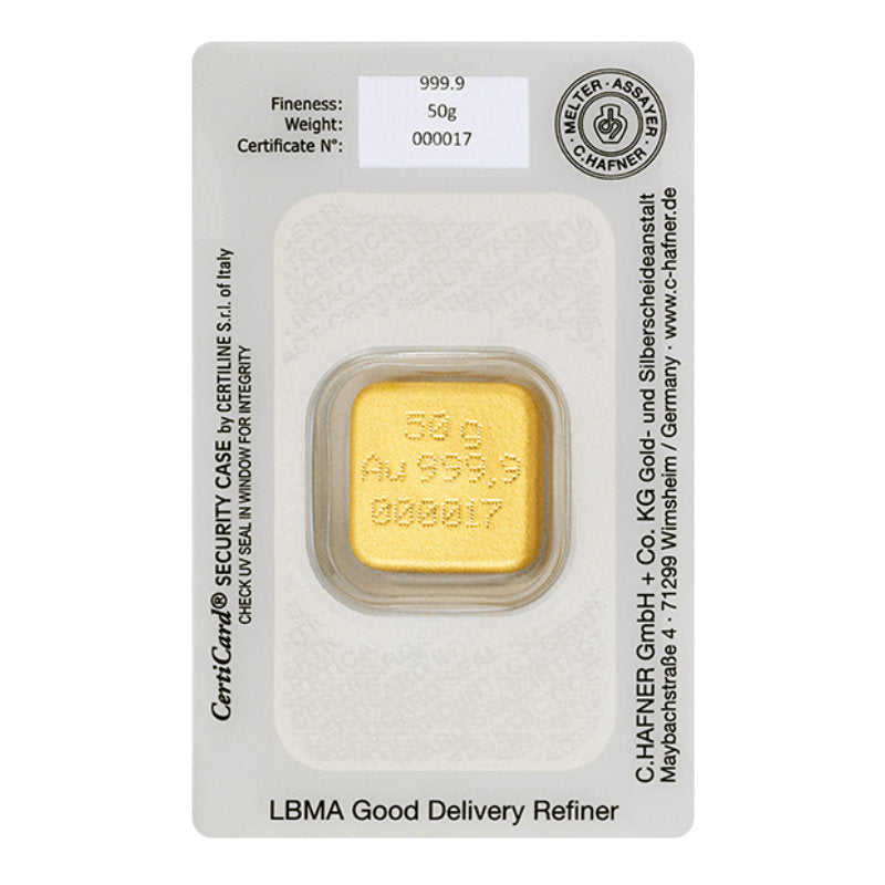 50g Gold Gussbarren C. Hafner
