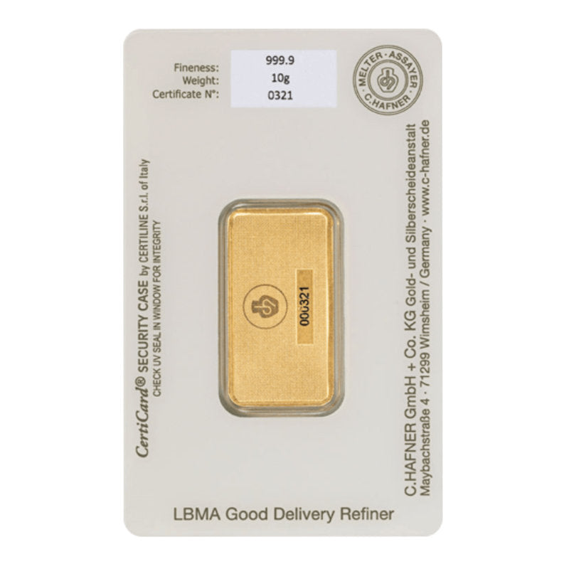 10g Gold Prägebarren C. Hafner