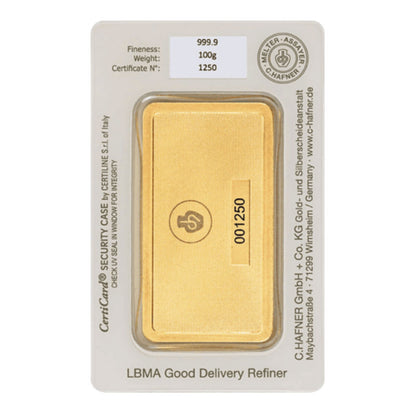 100g Gold Prägebarren C. Hafner