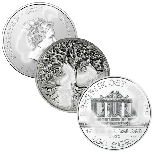 1 Unze Silbermünzen diverse Jahrgänge angelaufen - differenzbesteuert