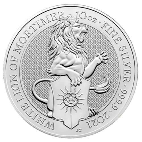 10 Unzen Silber White Lion of Mortimer 2021 - differenzbesteuert