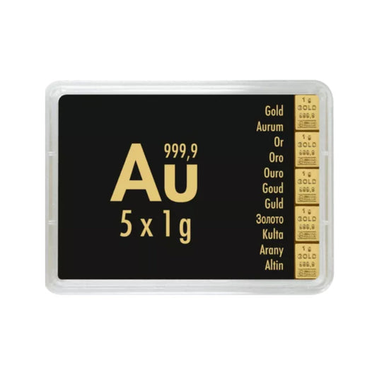 5x1g Gold Tafelbarren Valcambi