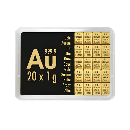 20x1g Gold Tafelbarren Valcambi