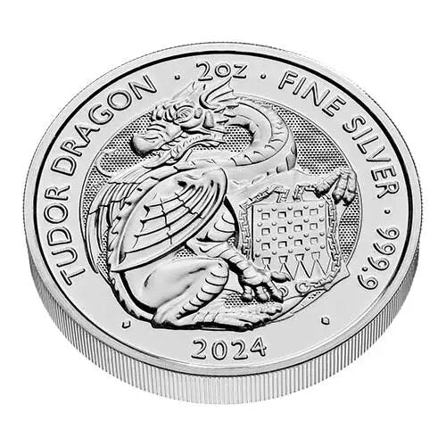 Silbermünze Dragon 2024 - Royal Tudor Beasts Serie - 2 Unzen - differenzbesteuert